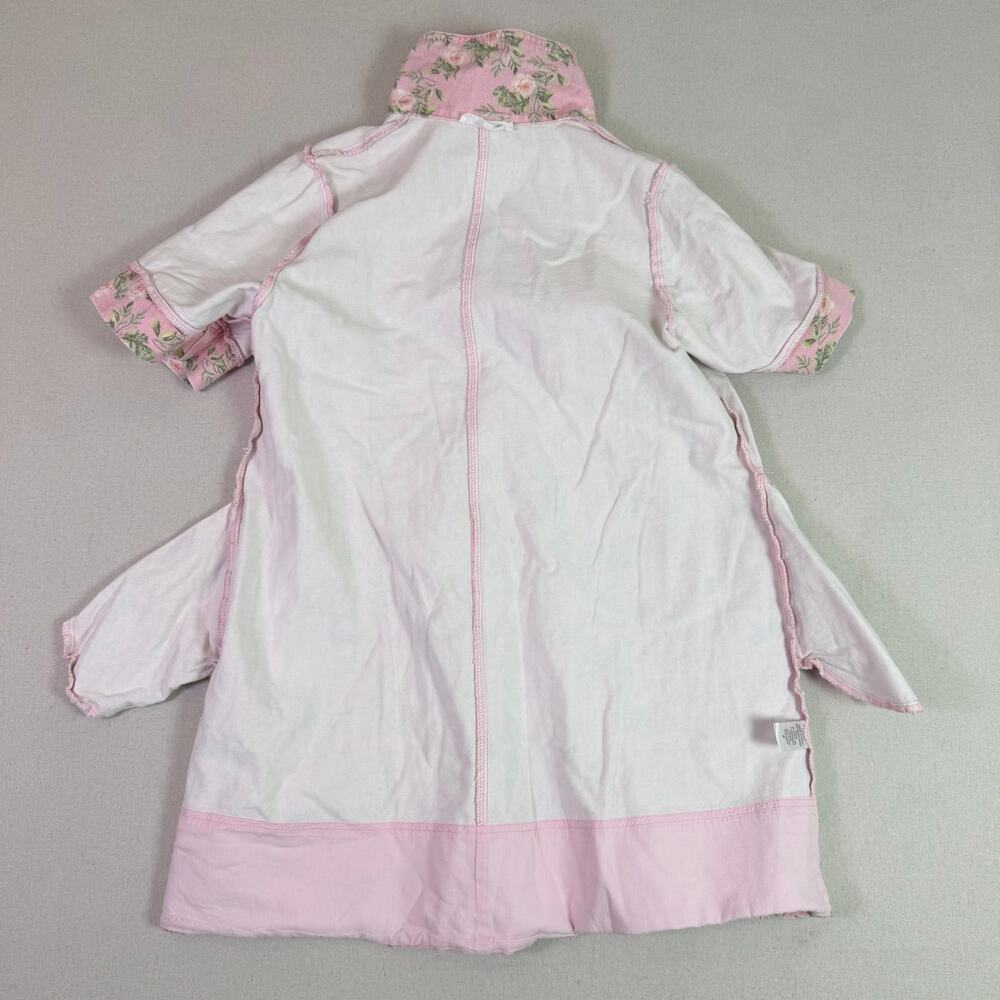 Entro Pink Denim Floral Rose Mini Shirt Dress Women's M Cottagecore Romantic - Picture 11 of 15